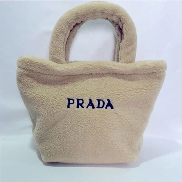 NWOT Prada  Teddy Bear Tan Shearling Tote Bag - Picture 1 of 6